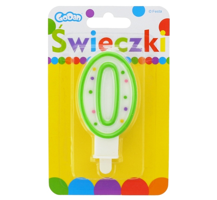 Świeczka cyferka z kropeczkami 0 GoDan