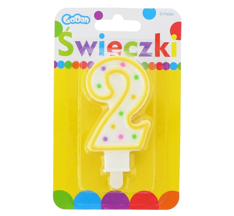 Świeczka cyferka z kropeczkami 2 GoDan