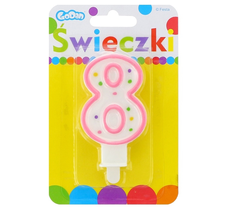 Świeczka cyferka z kropeczkami 8 GoDan