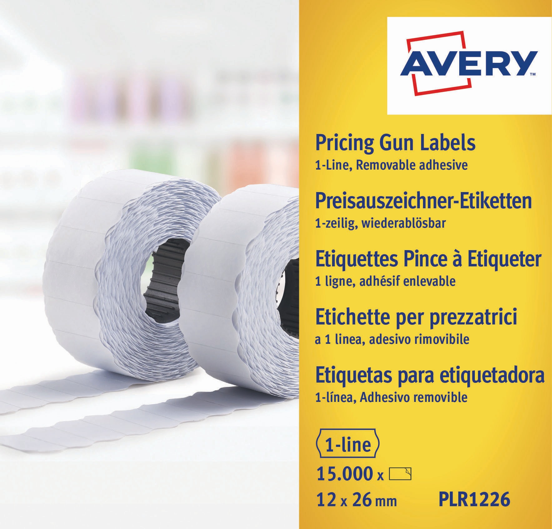 Etykiety cenowe w rolce do metkownicy dwurzędowej Avery Zweckform 16x26mm usuwalne, białe