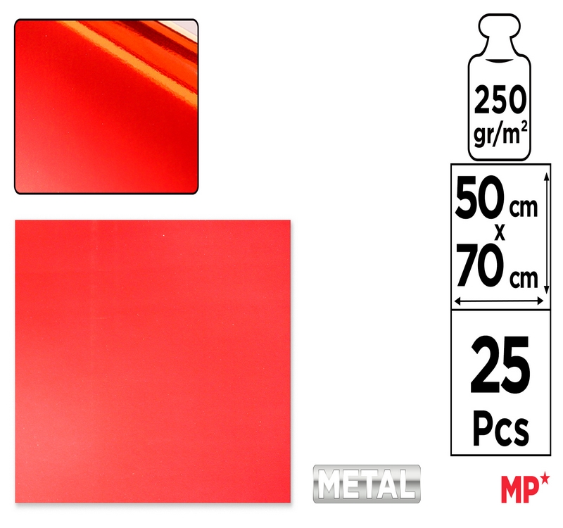 Brystol metaliczny 50x70cm 250g czerwony PN263 MP