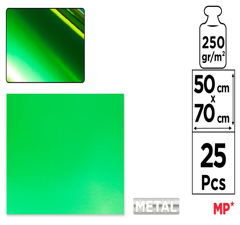 Brystol metaliczny 50x70cm 250g zielony PN267 MP