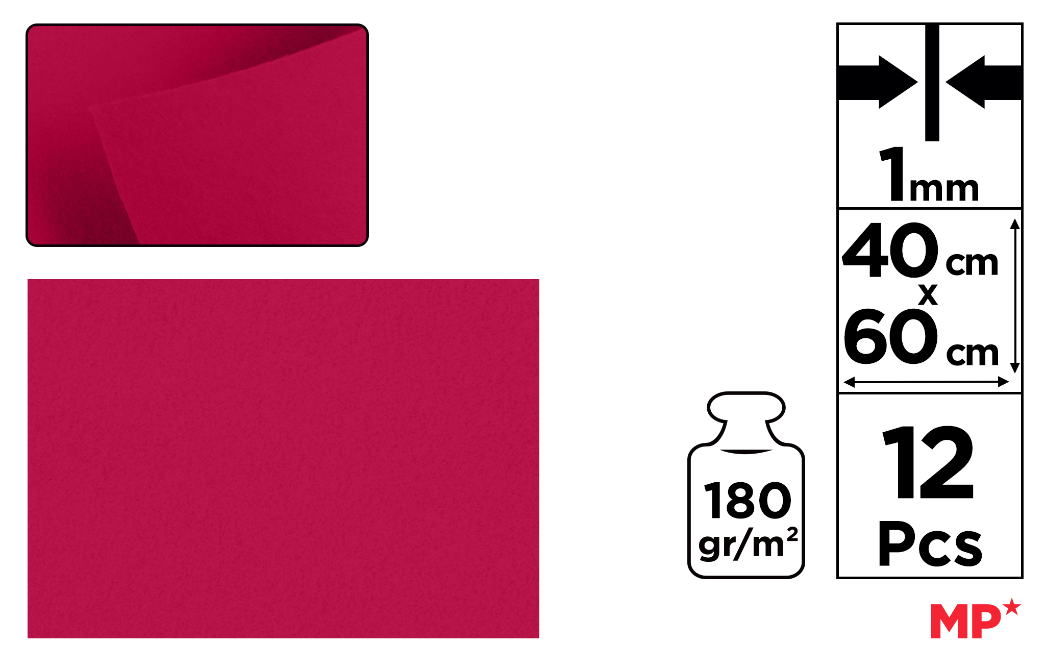 Filc dekoracyjny 40X60CM burgund PN670 MP