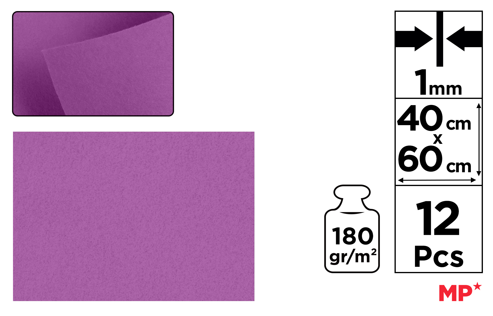 Filc dekoracyjny 40X60CM lila PN674 MP