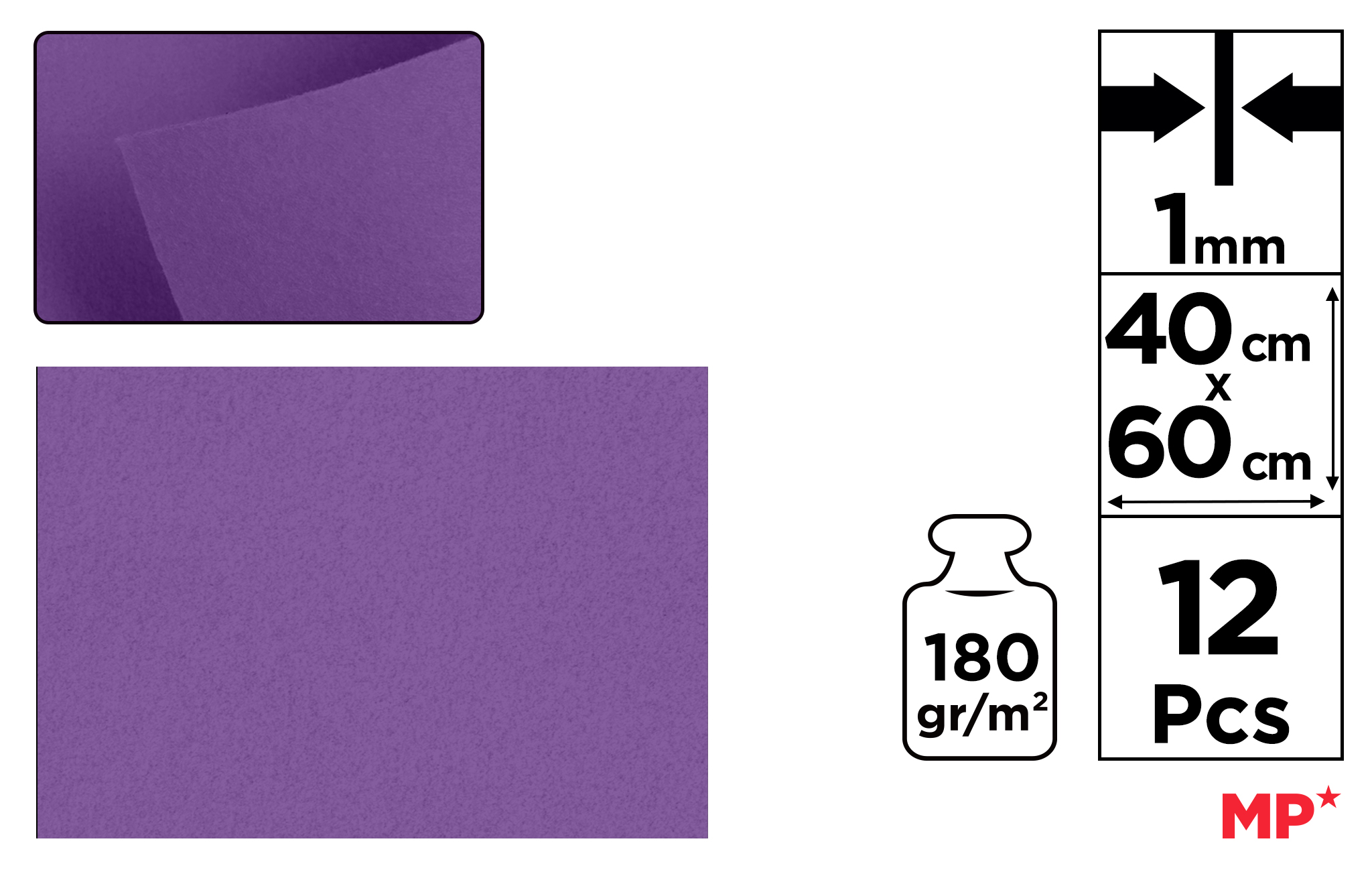 Filc dekoracyjny 40X60CM fioletowy PN675 MP
