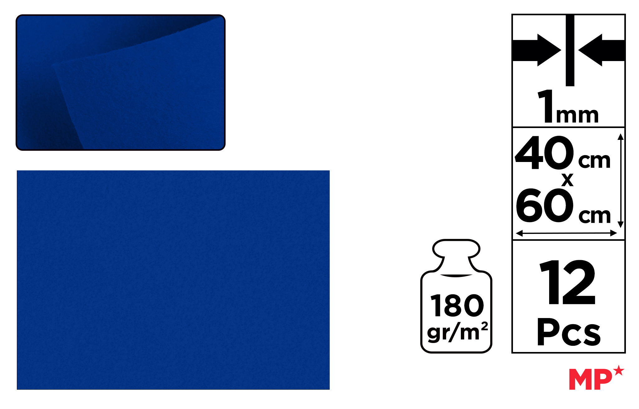 Filc dekoracyjny 40X60CM kobaltowy PN679 MP