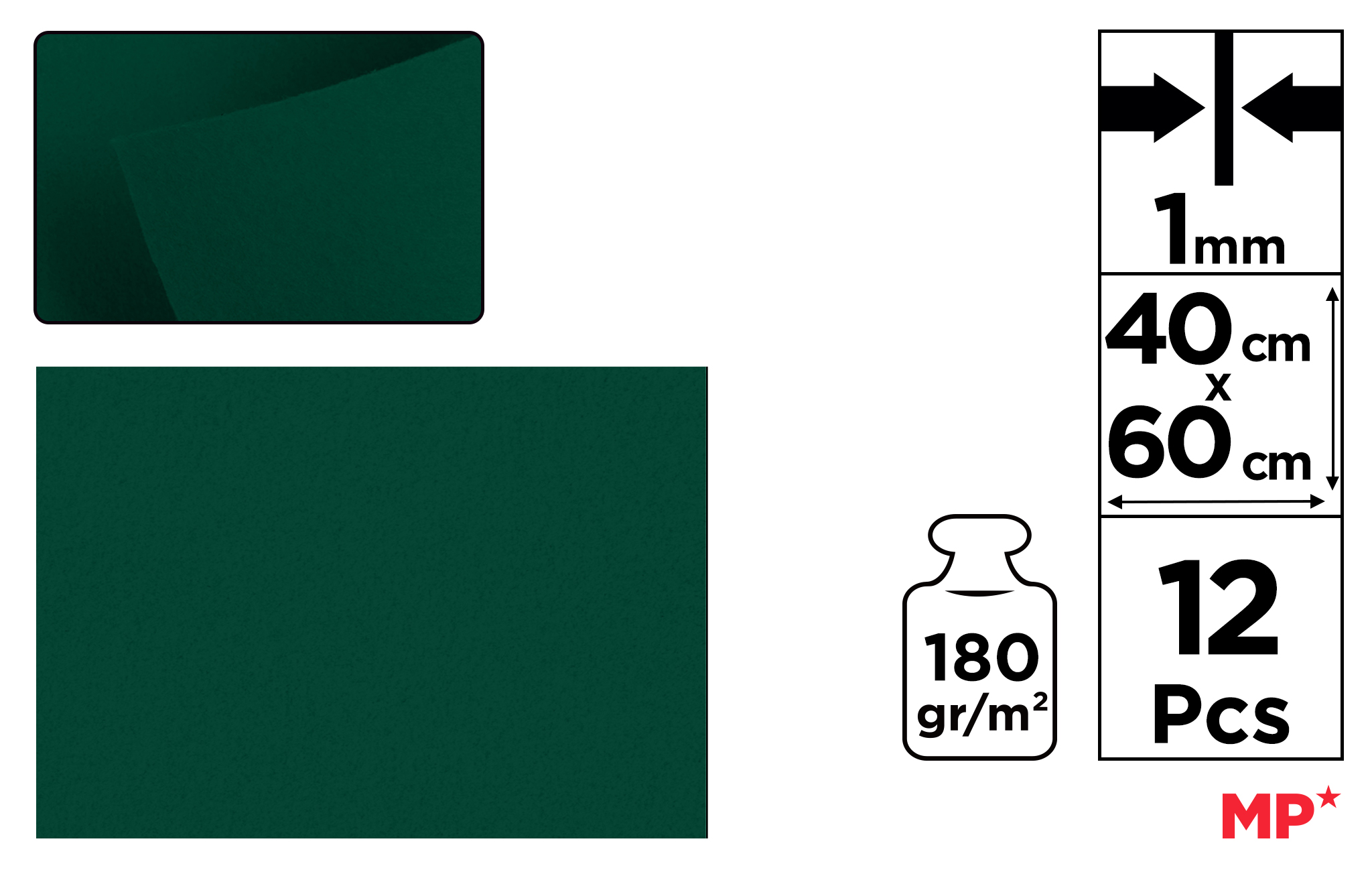 Filc dekoracyjny 40X60CM ciemnozielony PN680 MP