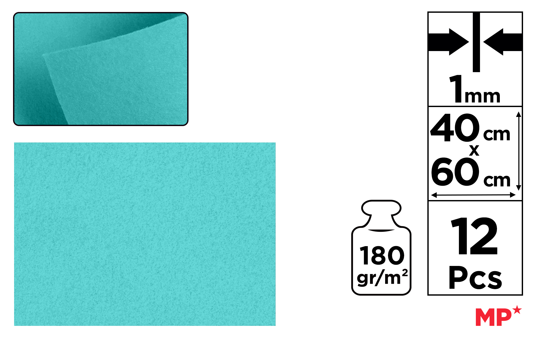 Filc dekoracyjny 40X60CM turkusowy PN684 MP
