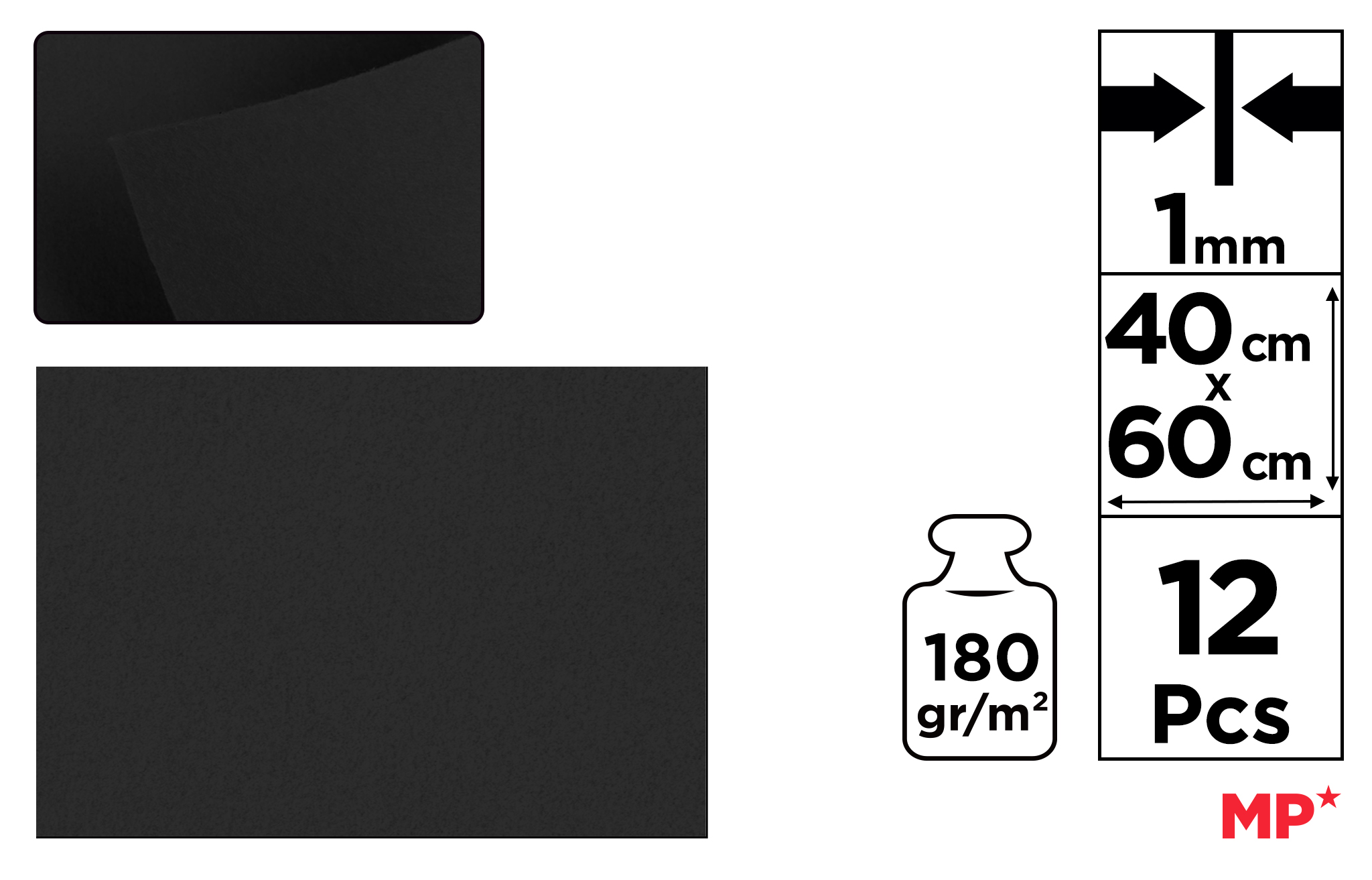 Filc dekoracyjny 40X60CM czarny PN688 MP