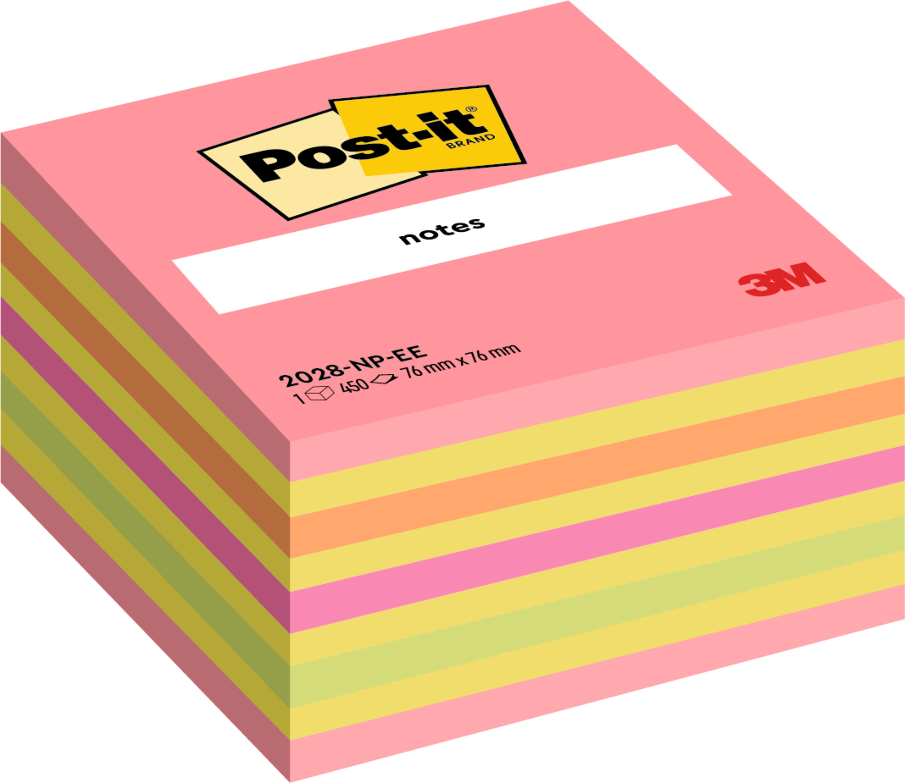 Karteczki samoprzylepne Post-it kostka różowo-żółta 76x76mm 450k