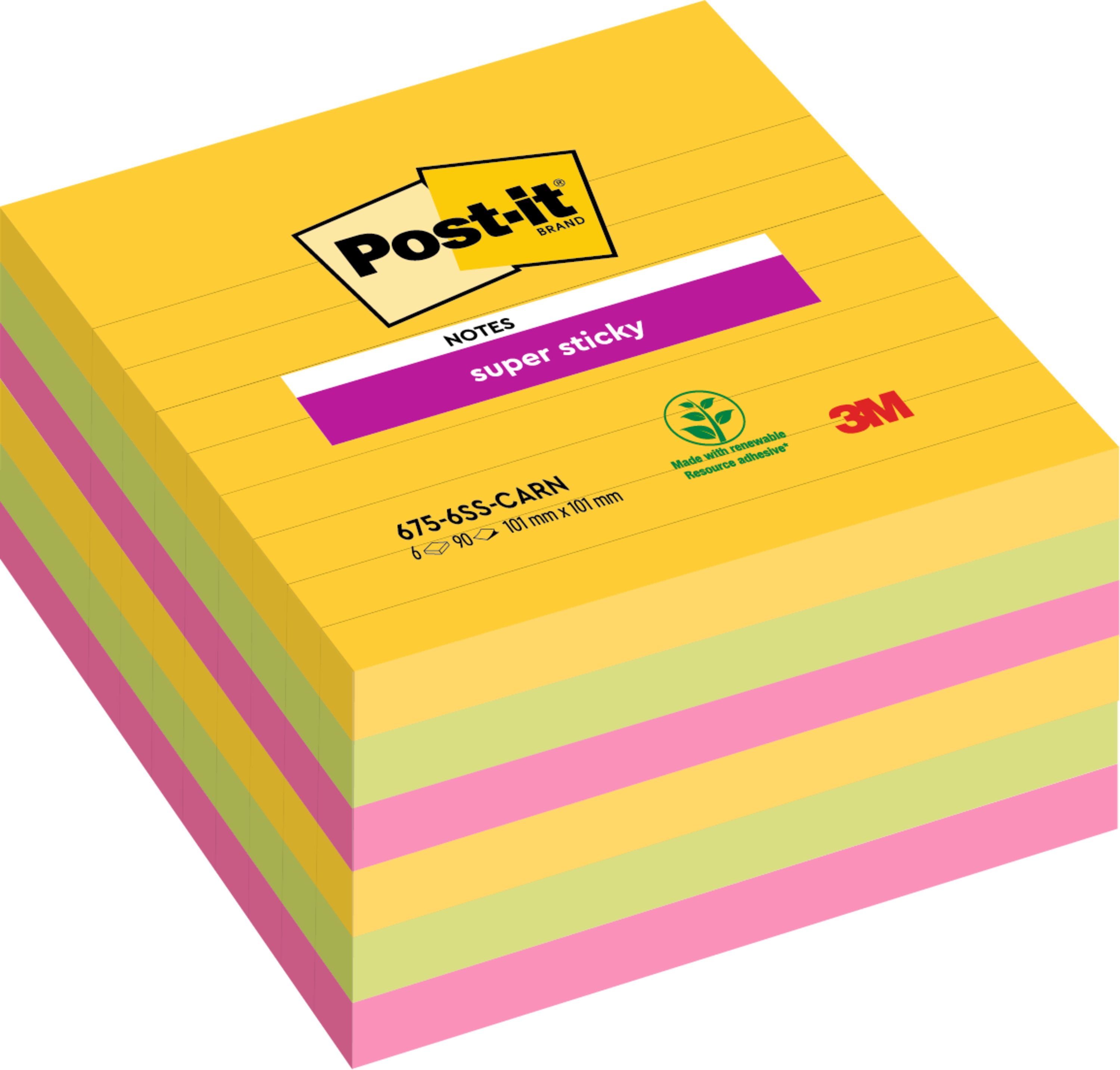 Karteczki samoprzylepne Post-it Super Sticky XL Rio de Janeiro w linię 101x101 6x90k