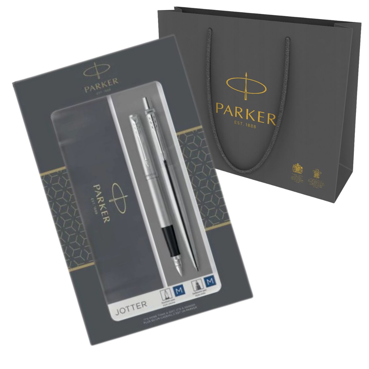 Zestaw Parker Jotter Duo Stalowy CT długopis i pióro + GRATIS