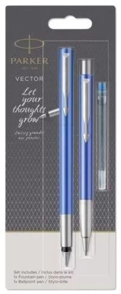 Komplet Parker pióro + długopis Vector Niebieski Blister