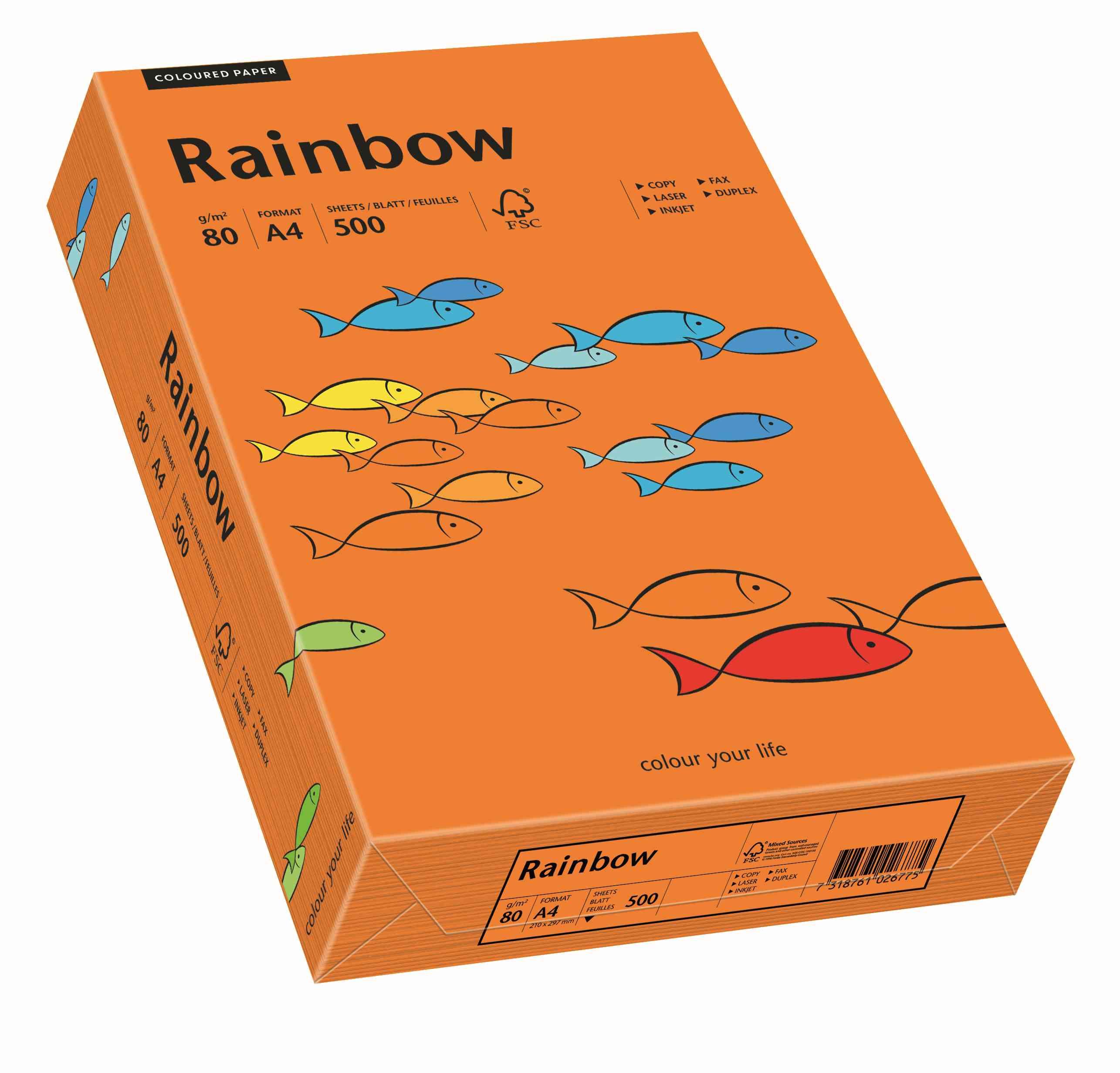 Papier ksero Rainbow A4 80g ciemno pomarańczowy R26 Papyrus
