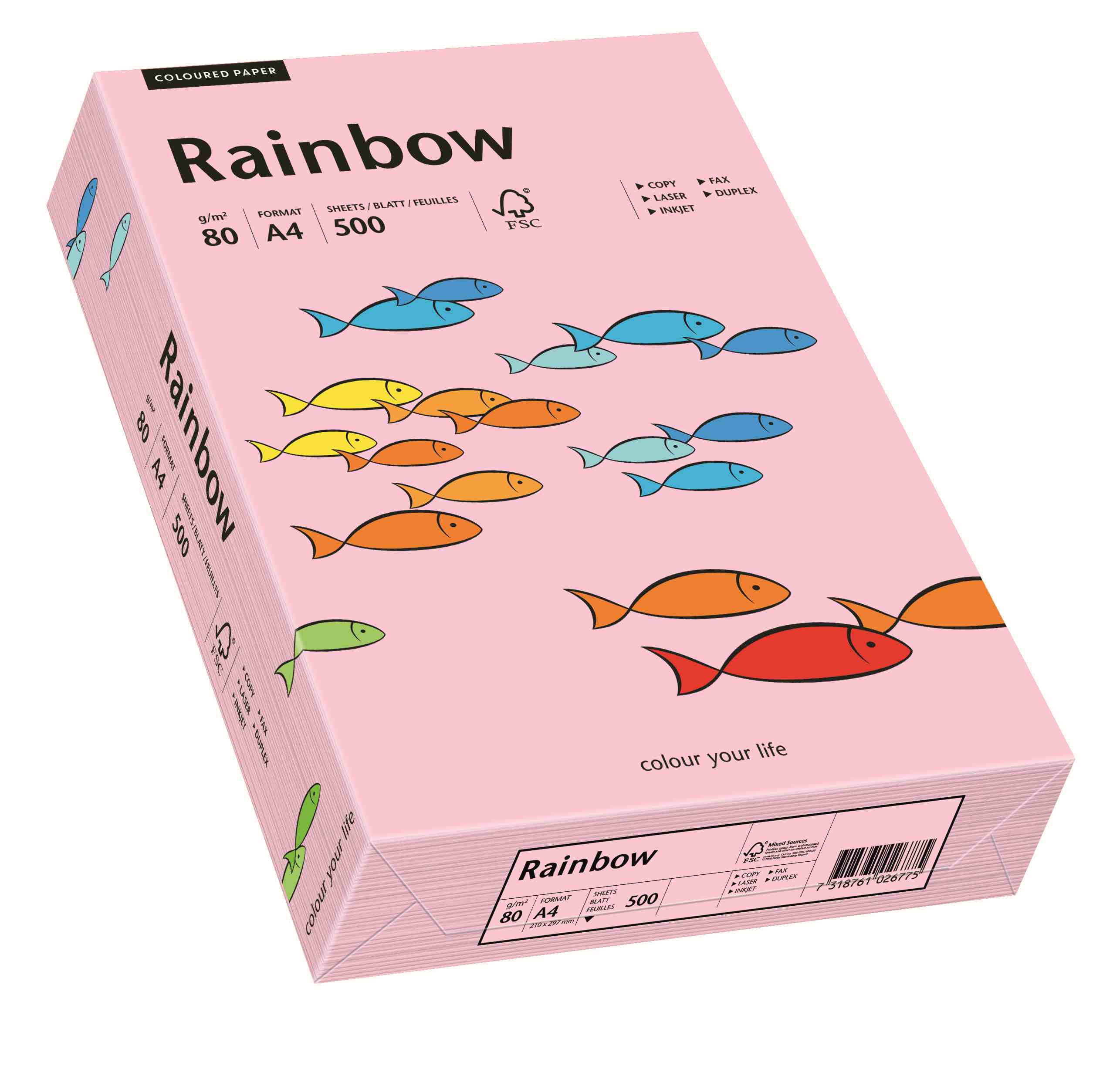 Papier ksero Rainbow A4 80g jasny różowy R54 Papyrus