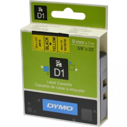 Taśma D1 40918 Dymo 9mm x 7m czarna/żółty nadruk
