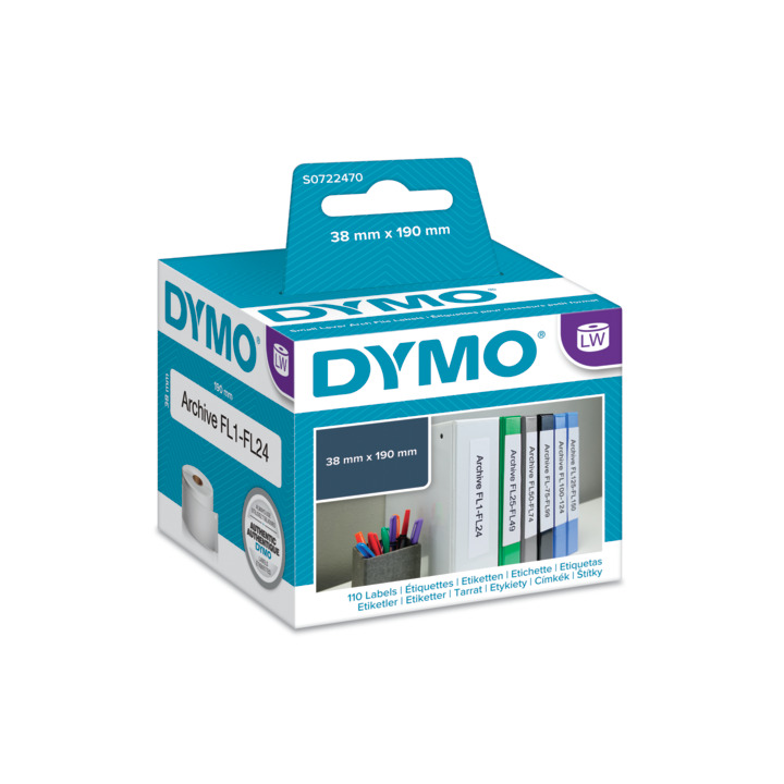 Etykiety Dymo 38mm x 190mm 110szt. na segregator