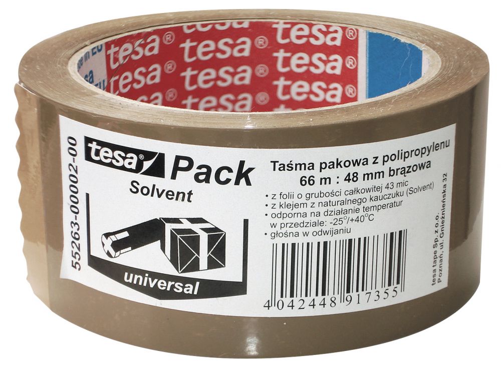 Taśma pakowa Tesa Solvent kauczuk 48mmx66m transparentna
