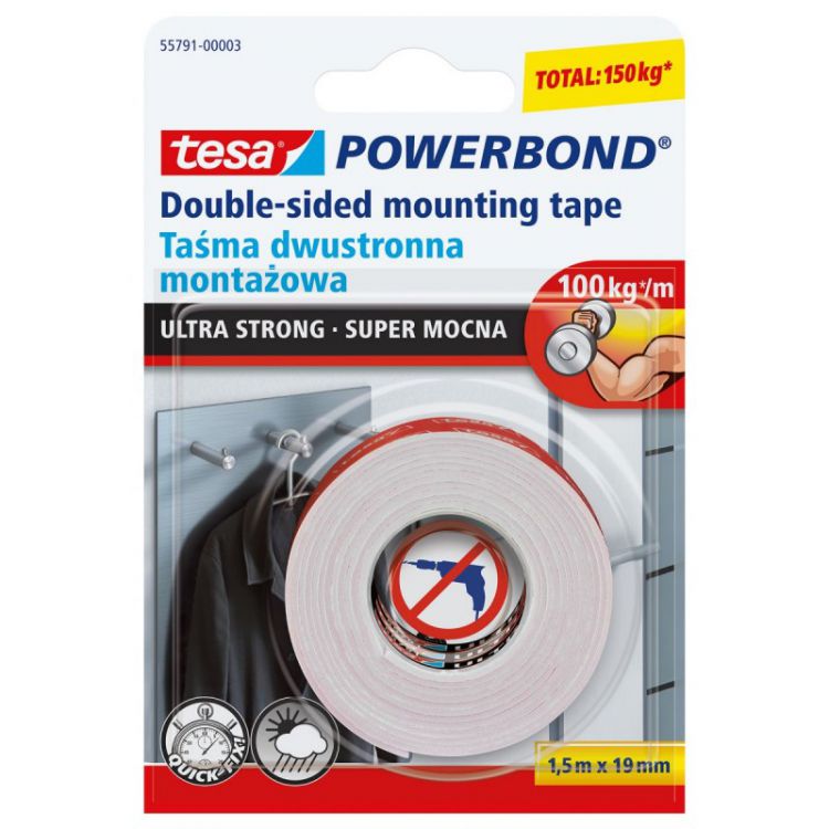 Taśma dwustronna 1,5mX19mm Tesa Powerbond  ultra strong przezroczysta