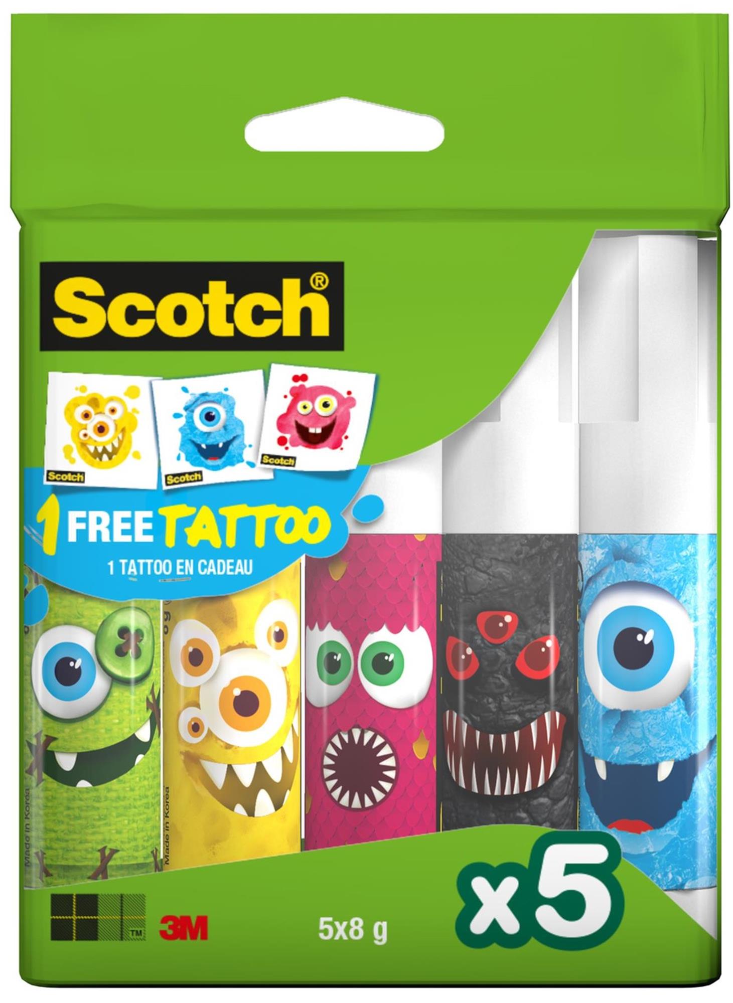 Klej w sztyfcie 5x8g Scotch Monsters Edition
