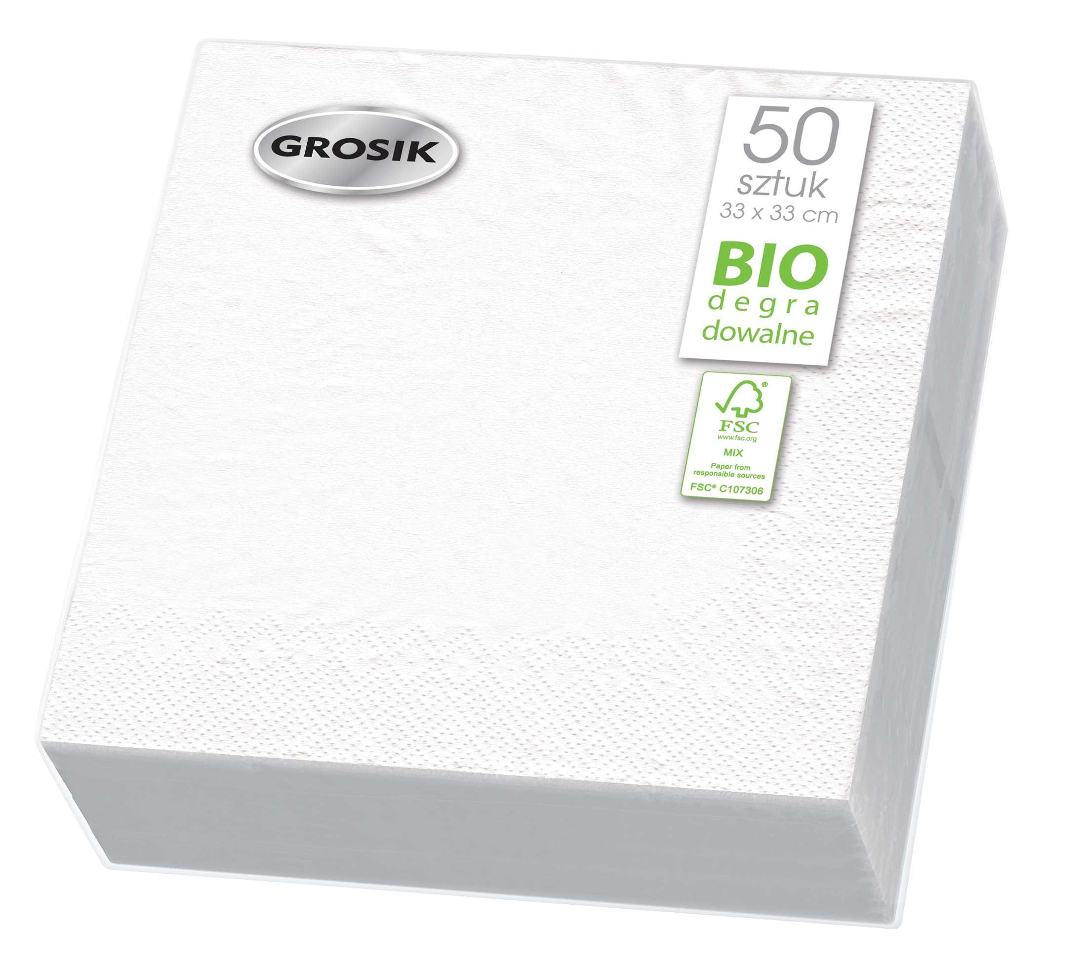 Serwetki 33x33 BIO białe (50szt) GROSIK