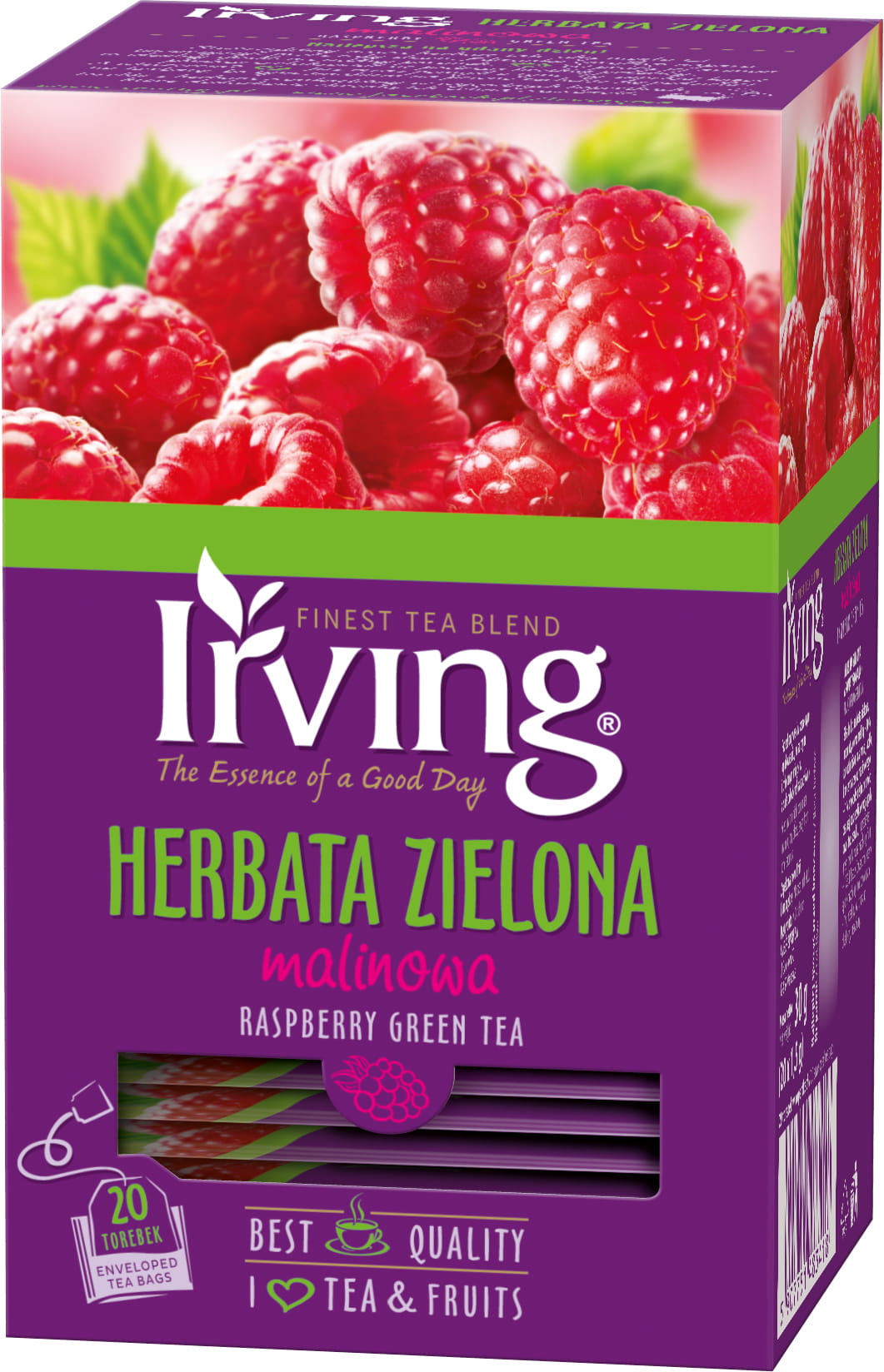 Herbata Irving zielona z maliną 20 torebek