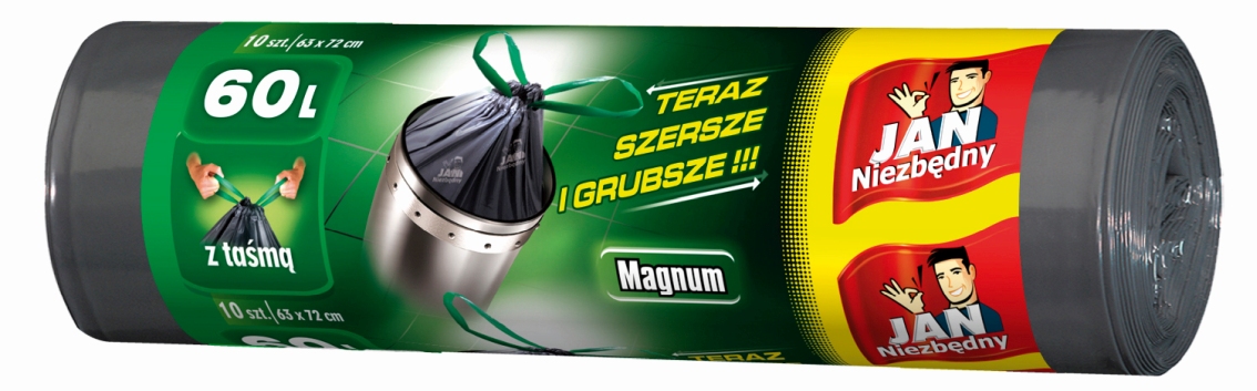 Worki na śmieci 60l 10 szt. magnum taśma Jan Niezbędny