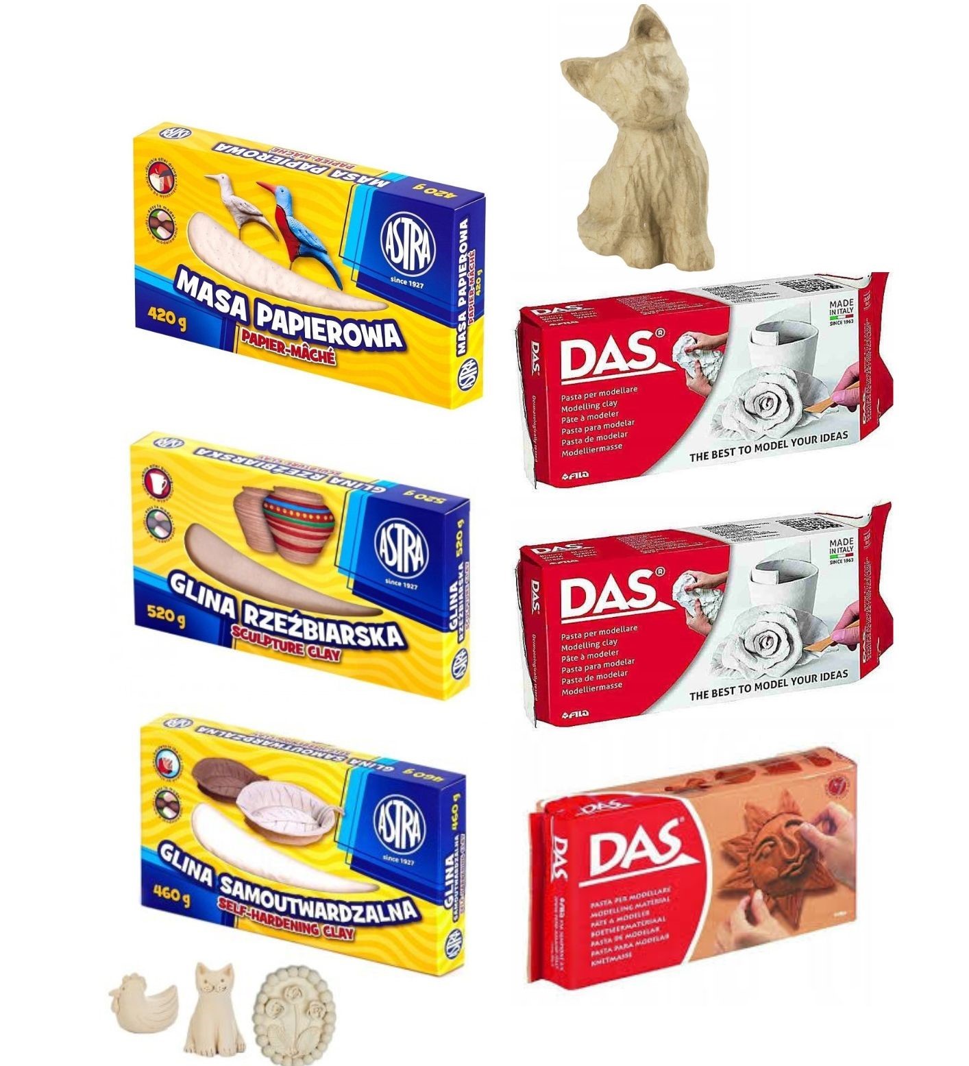 Gliny, masy papierowe