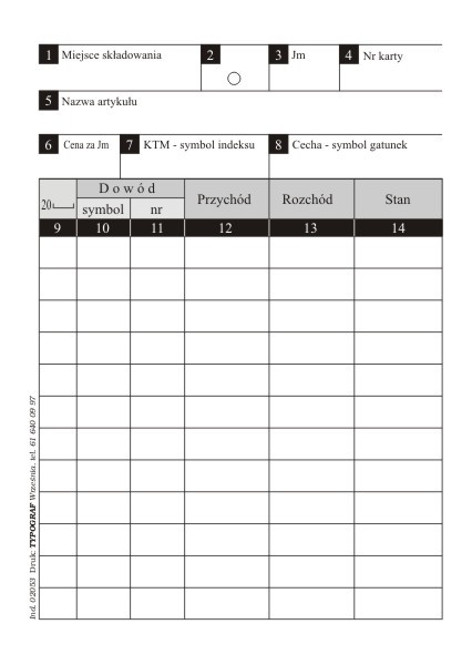 Zawieszka magazynowa Typograf A6
