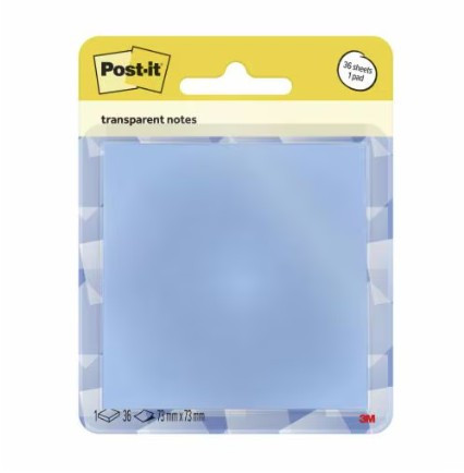 Karteczki samoprzylepne Post-it  73mmx73mm transparentne 600-1 TRSPO pastel blue 71003394509 3M