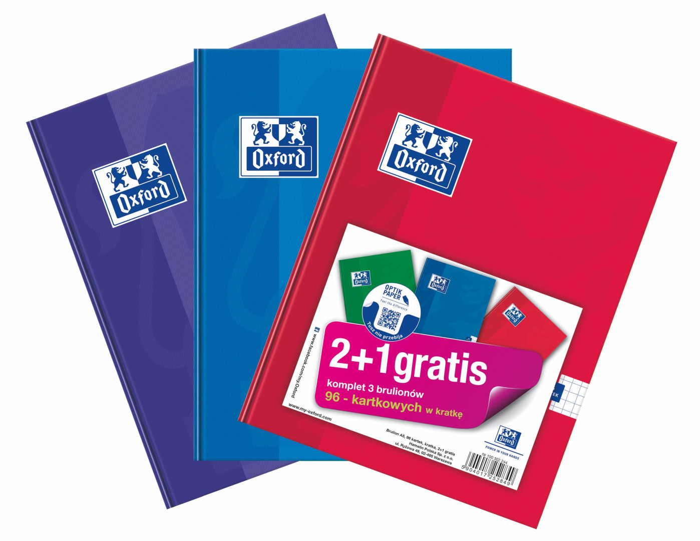 Brulion w kratkę A5/96 Oxford Esse 90g 2+1 gratis