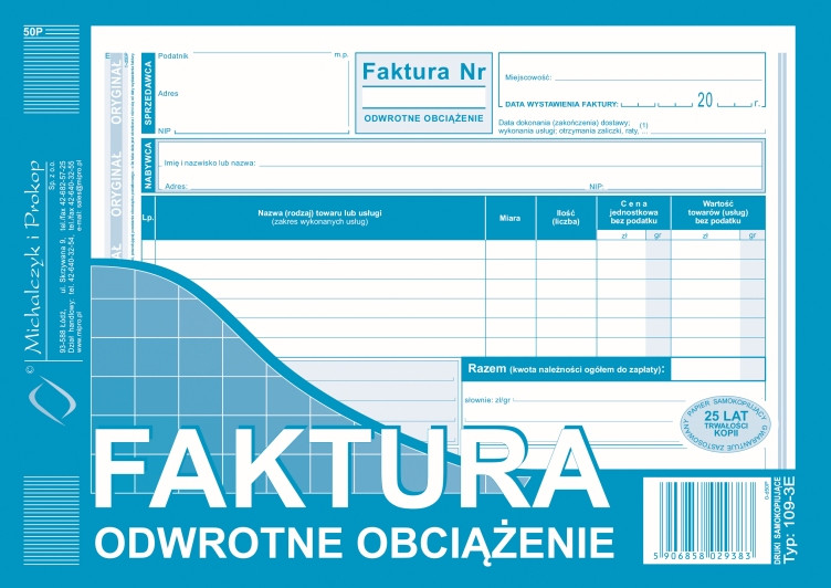Faktura odwrotne obciążenie MiP 109-3E A5