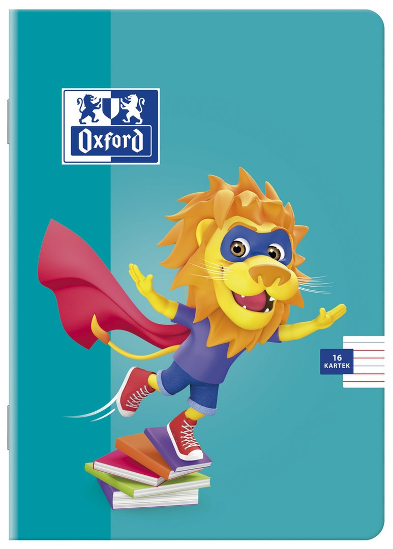 Zeszyt w podwójną linię kolorową A5/16 Oxford Lion 90g mix kolorów