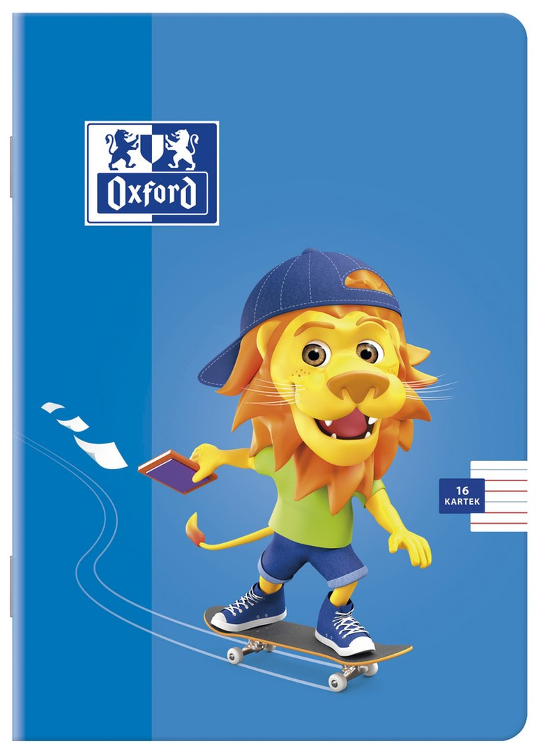 Zeszyt w podwójną linię kolorową A5/16 Oxford Lion 90g mix kolorów