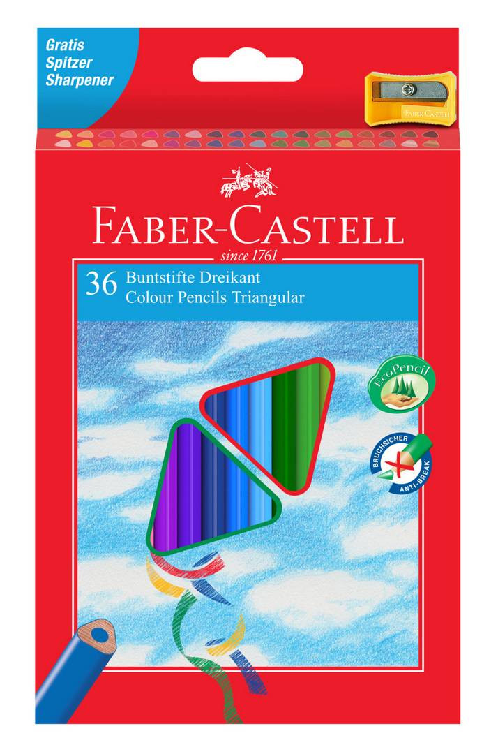 Kredki ołówkowe Faber Castell Eco Colour trójkątne z temperówką 36kol