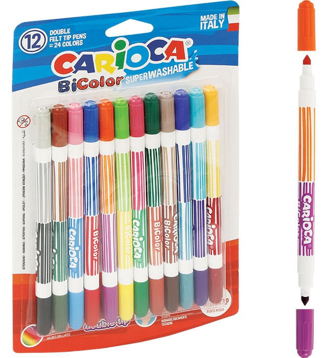 Pisaki dwustronne Bicolor 12 kolorów Carioca