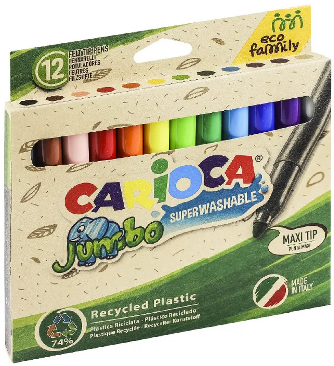 Pisaki 12 kolorów Carioca EcoFamily Jumbo
