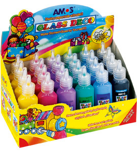 Farba witrażowa 22ML Amos - MIX (czerwony, żółty, czarny, zielony, fioletowy, niebieski) Kw Trade