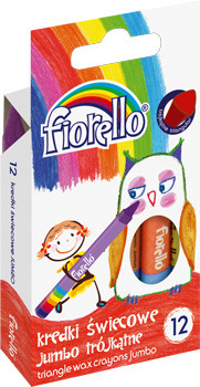 Kredki świecowe trójkątne 12 kolorów Jumbo Grand