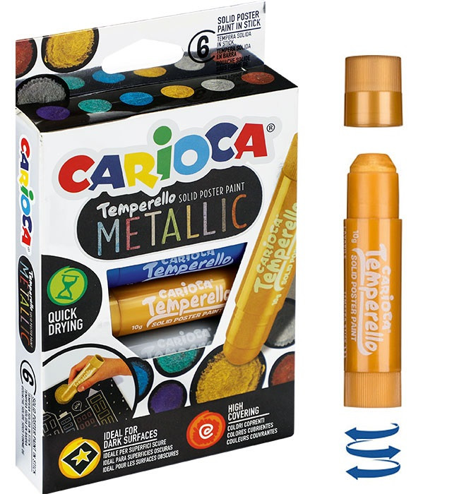 Farby w sztyfcie metaliczne Temperello 6 kolorów