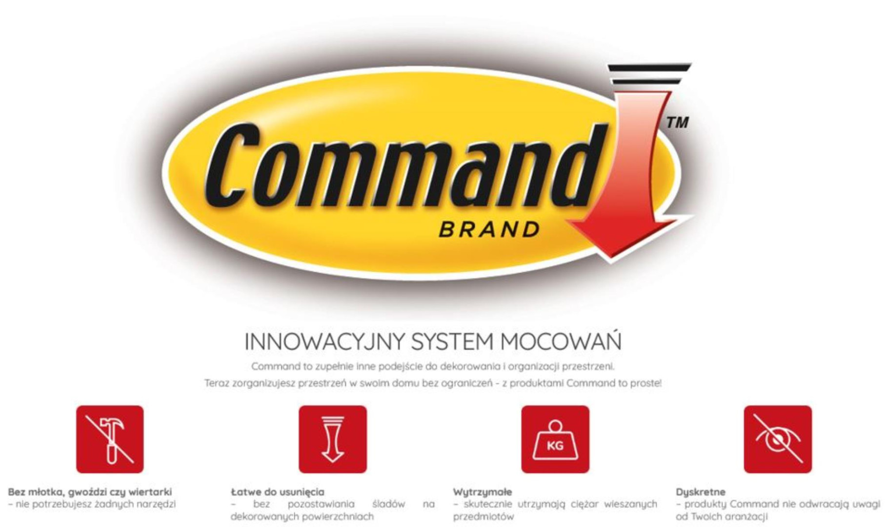 Haki średnie wielerazowego użytku Command 3M Designer 2szt.