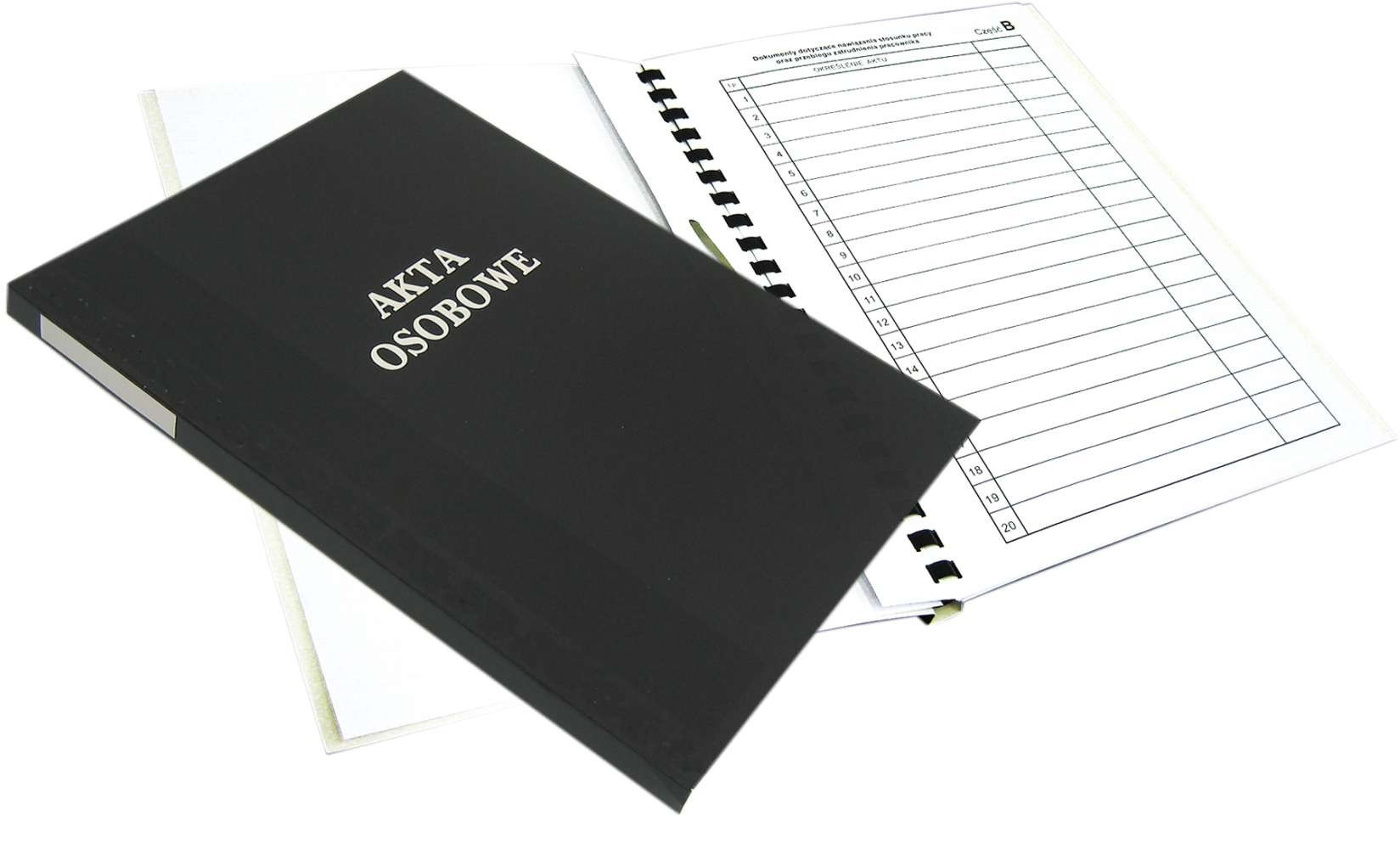 Teczka do akt osobowych A4 binda wewnętrzna, niezadrukowana czarna Warta