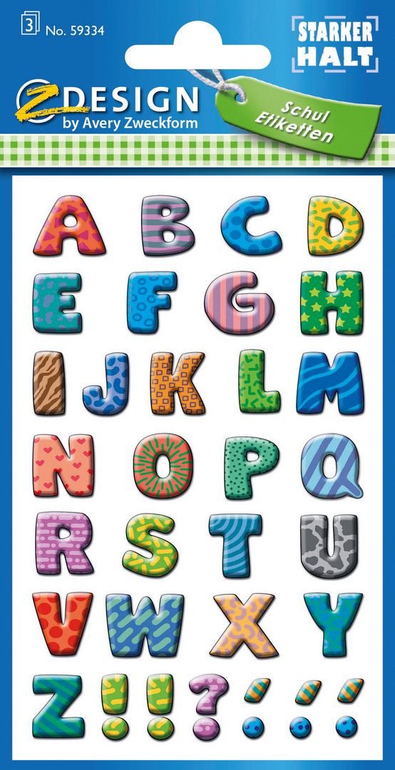 Naklejki Z-Design litery kolorowe 59334 Avery