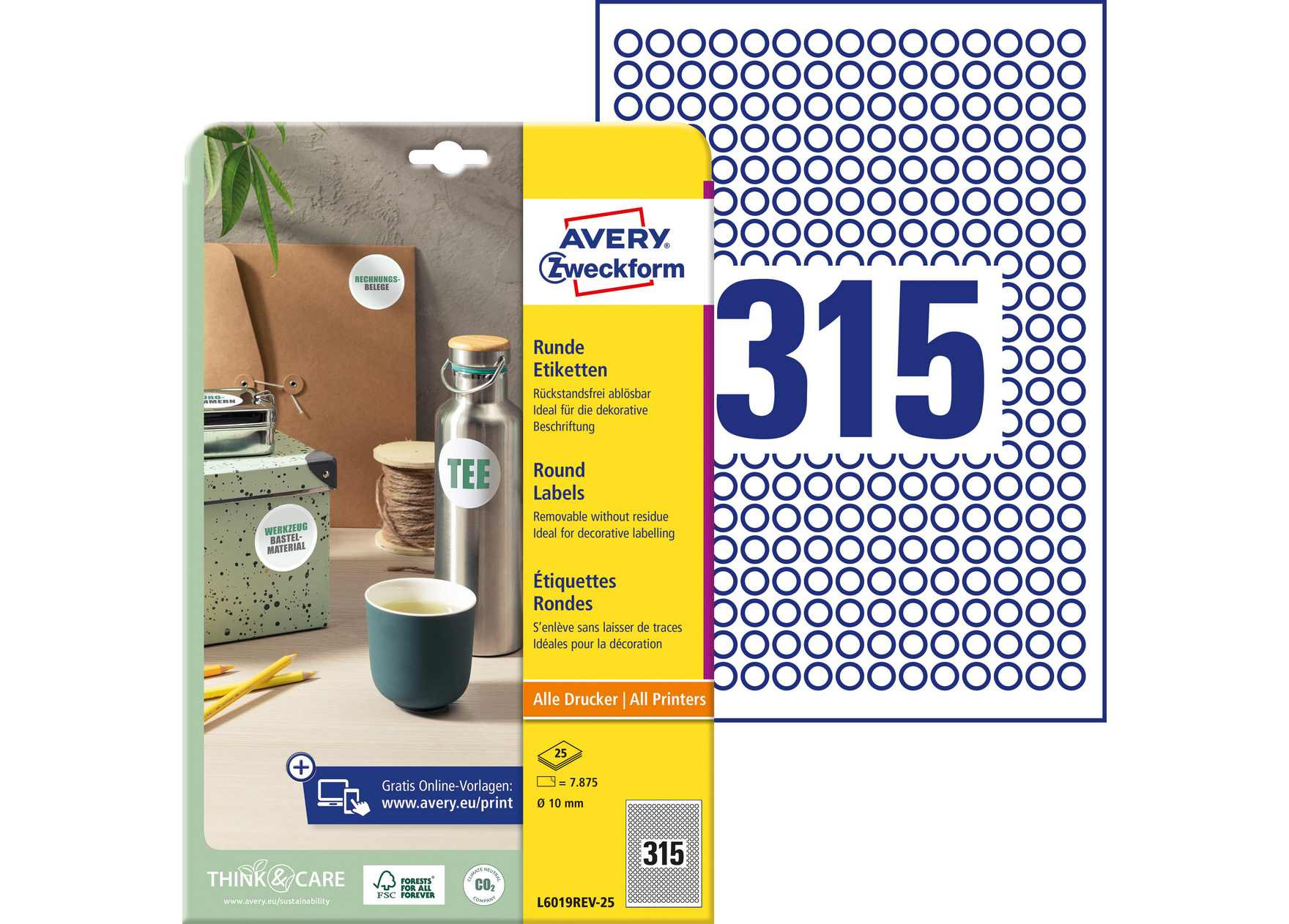 Etykiety do oznaczania śr10 (25) biała ZF L6019REV-25