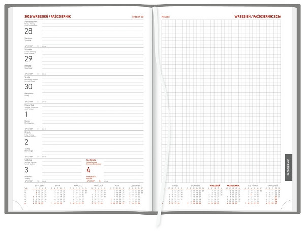 Kalendarz Aluminium Standard A4 tyg.z notesemA4TNB srebrny Wokół Nas