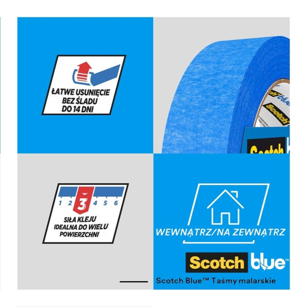 Taśma malarska 3M Scotch Blue niebieska 48mm 3rol