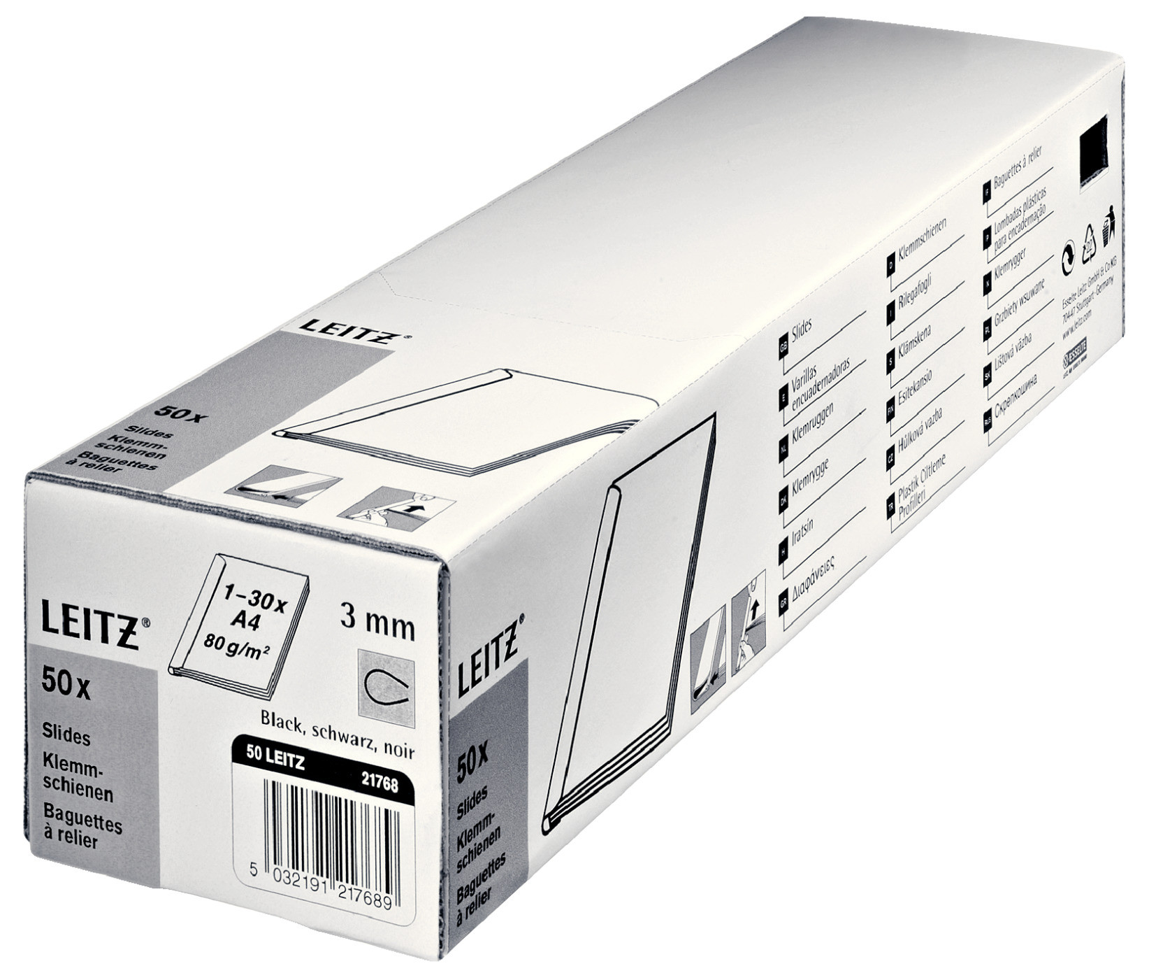 Grzbiety wsuwane Leitz  3mm. 50szt. przezroczyste