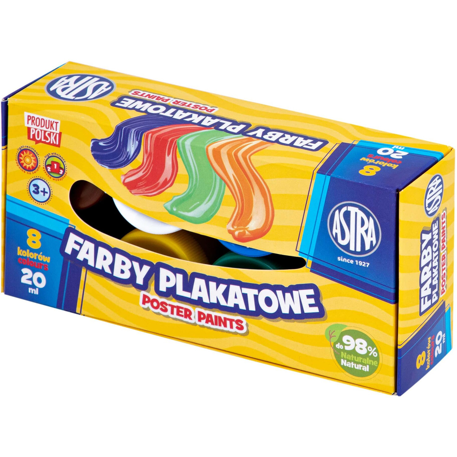 Farby plakatowe Astra 8 kolorów - 20 ml