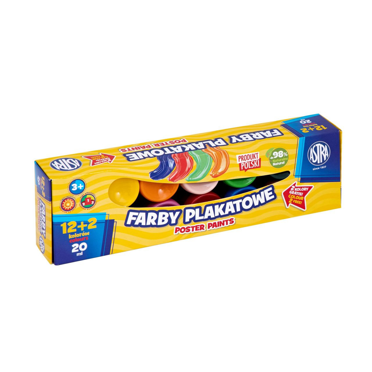 Farby plakatowe Astra zestaw 14 kolorów x 20 ml