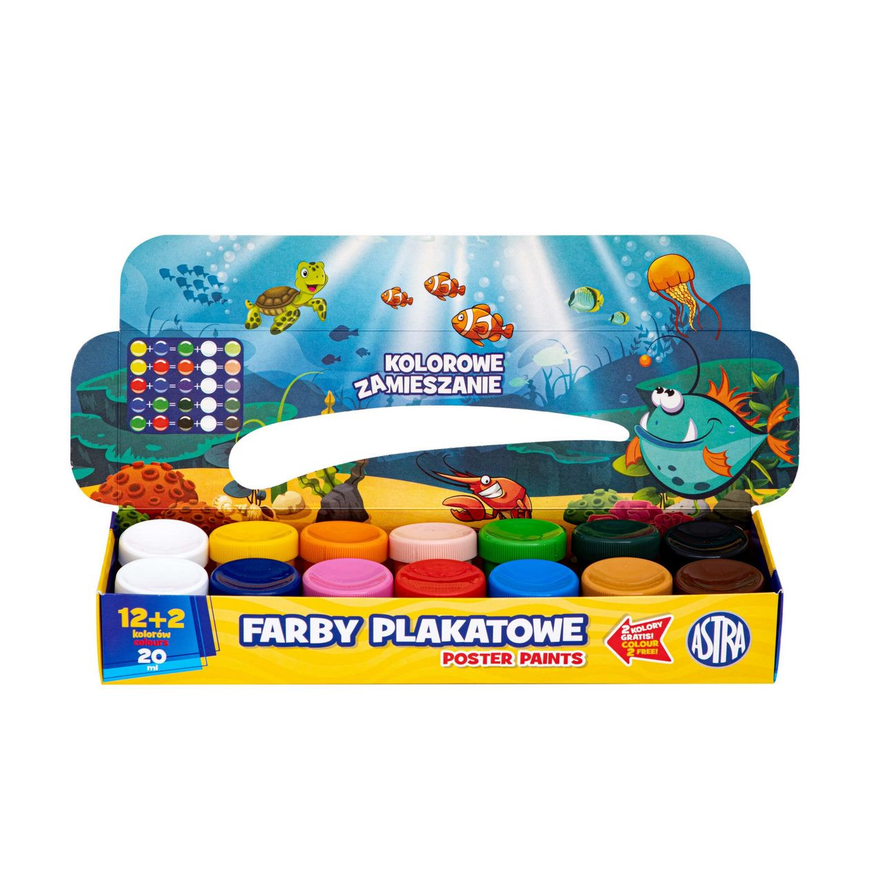 Farby plakatowe Astra zestaw 14 kolorów x 20 ml